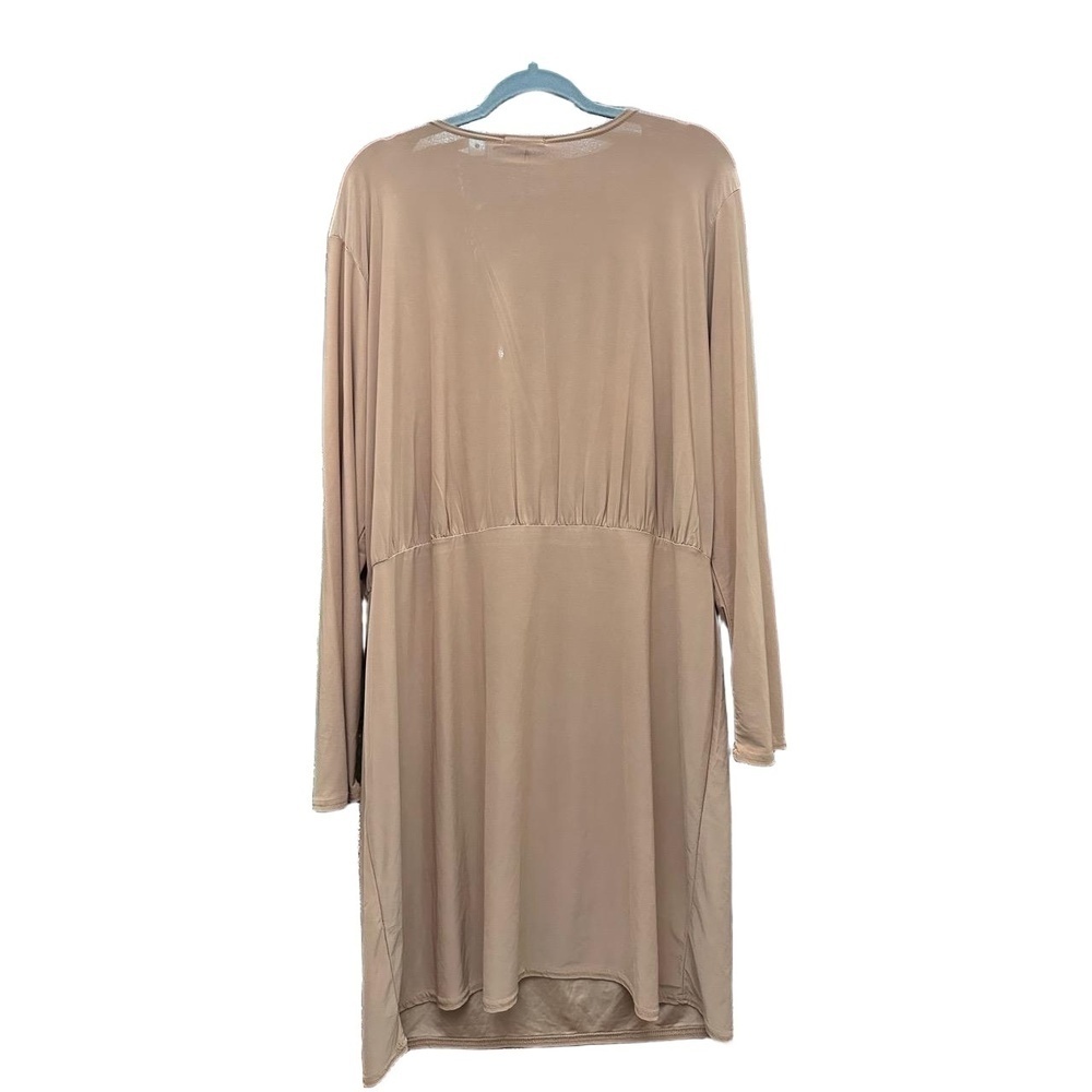 NWT boohoo Wrap Dress Womens Size US 18 Taupe Long Sleeve V-Neck Trendy - Picture 5 of 5